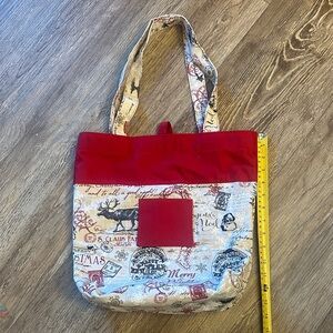 Handmade Red and Cream Christmas Tote Bag